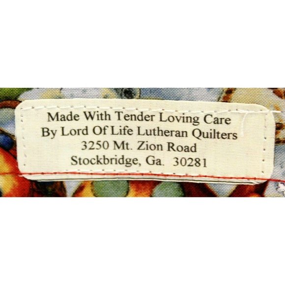 Handmade Lap Throw Blanket Quilted Bountiful Harvest Fruit Vegtables Blue 37"x44 - Picture 8 of 8